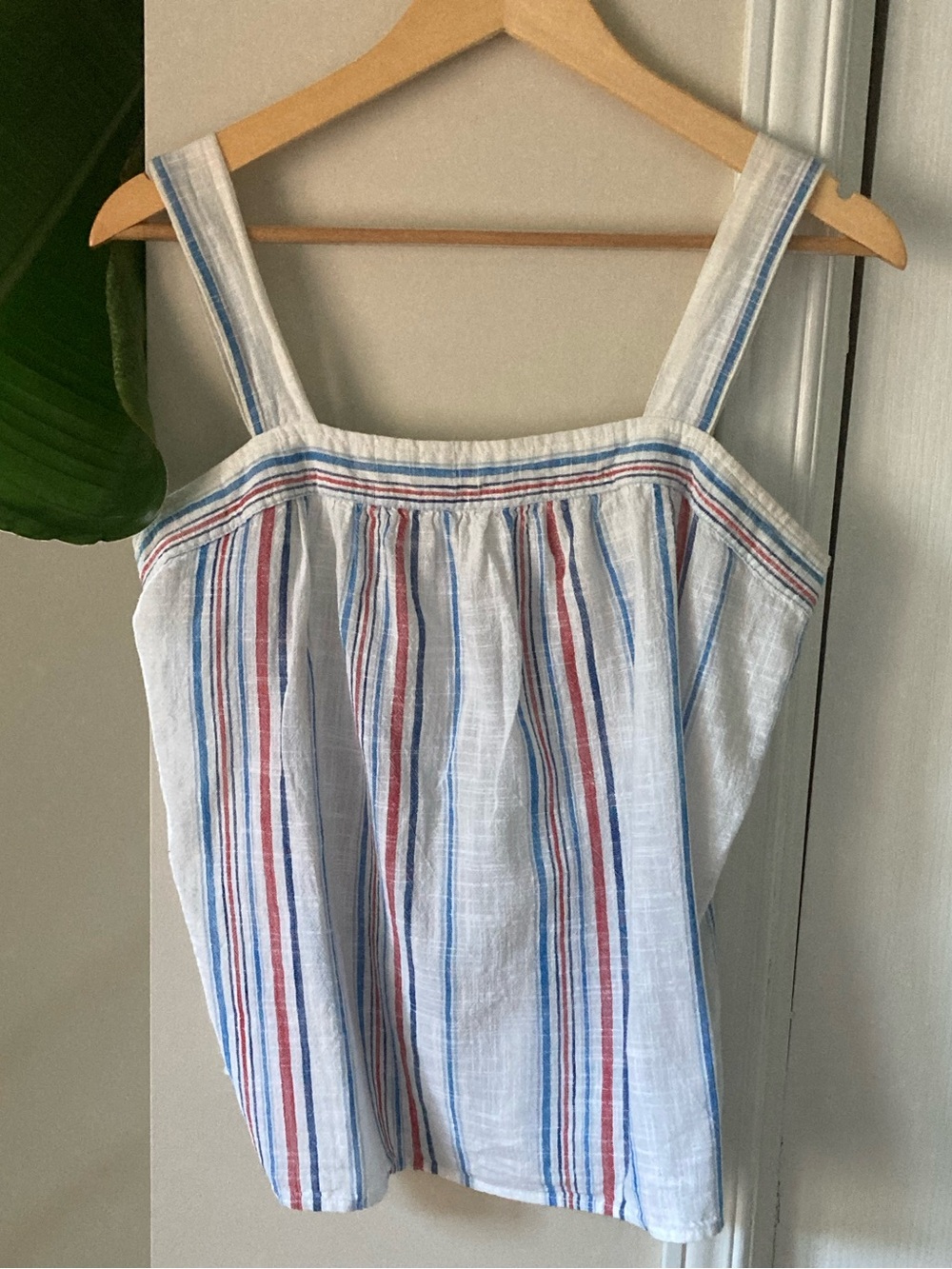 GAP White Tank Top with Blue & Red Stripes